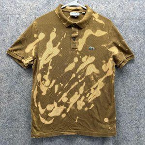 Lacoste Polo Shirt Women Large Brown Outdoors Golf Slim Fit Mesh Crocodile